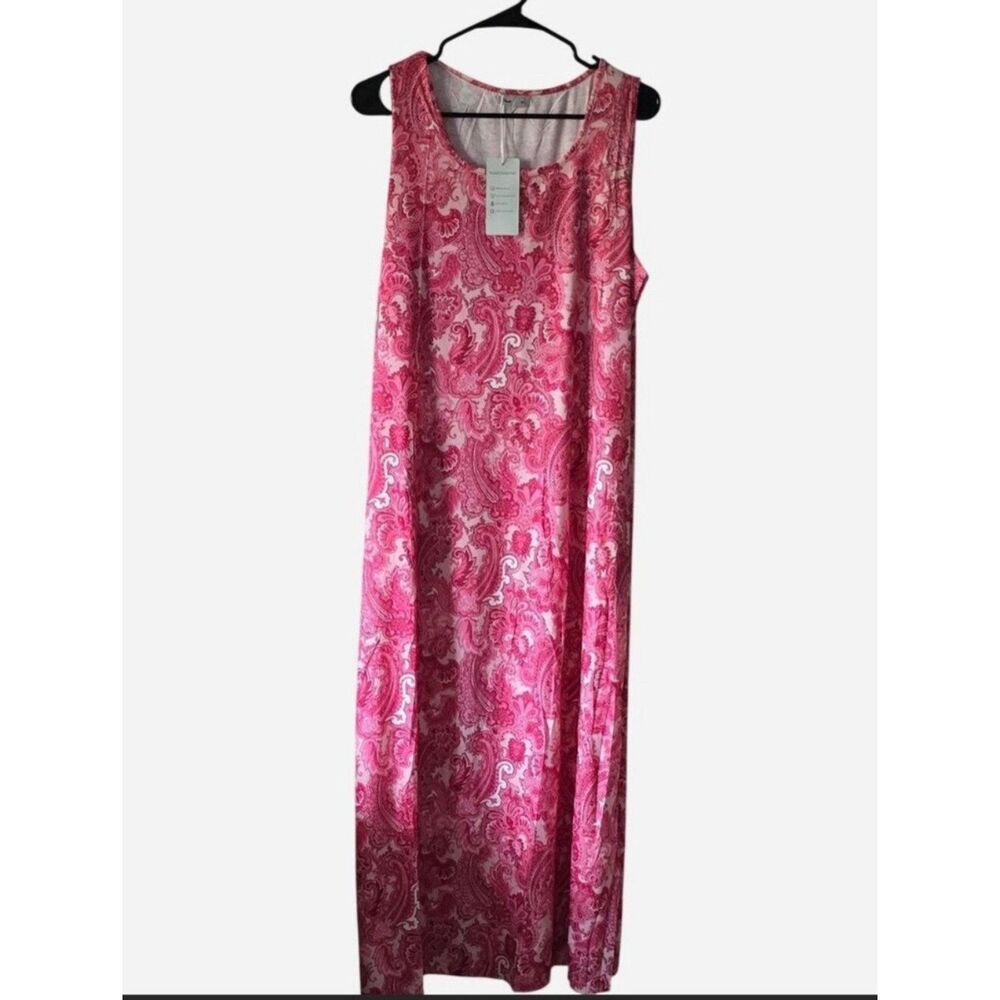 Women’s XL Pink Paisley Maxi Dress Sleeveless Lightweight Summer Boho Style